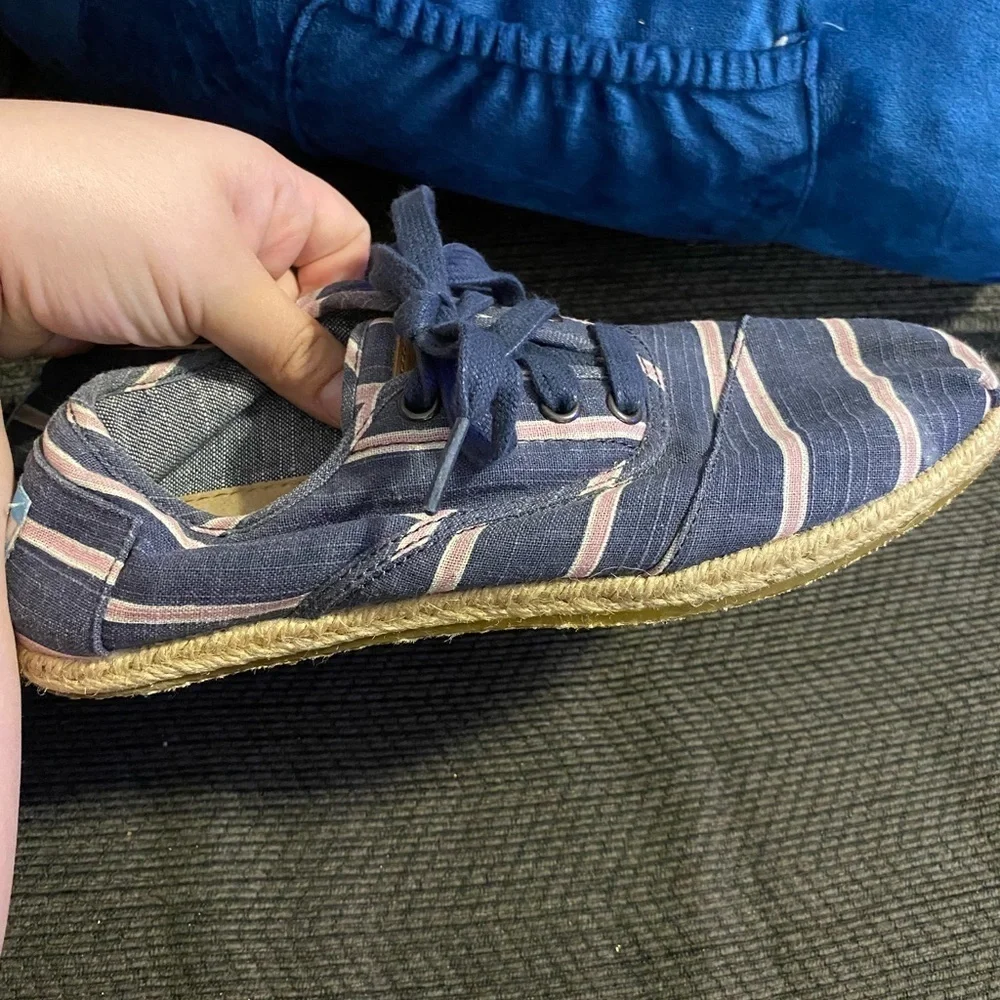 Toms Blue and White Striped Sneakers